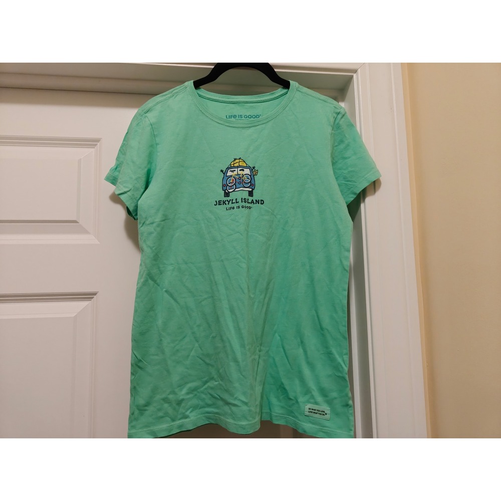 Life‎ is Good Womens S Jekyll Island Crusher-Lite Cotton Graphic T-Shirt Green